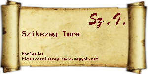 Szikszay Imre névjegykártya